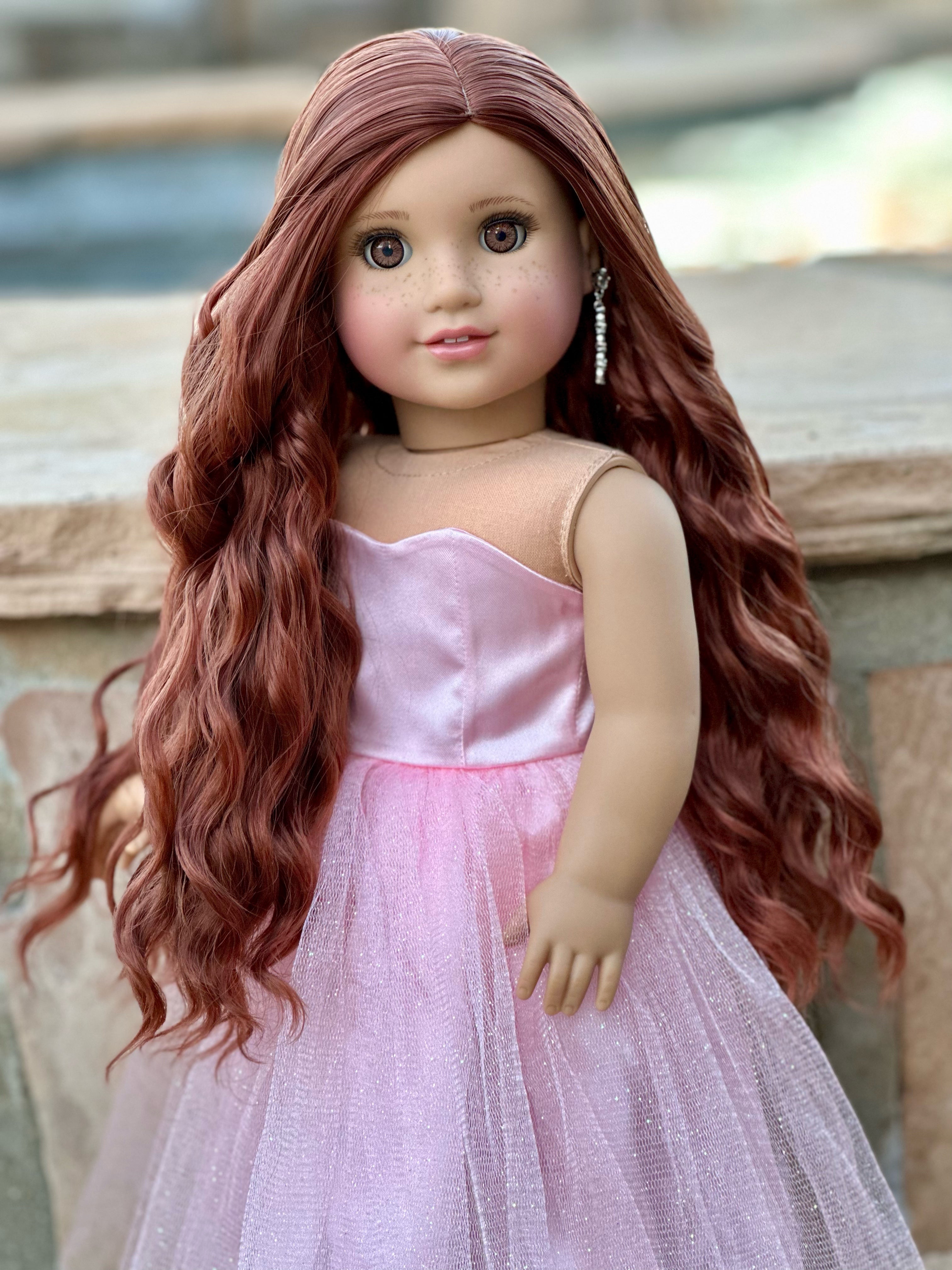 New 18'' American Doll Wigs Sale Long Curly Varies Synthetic Hair 26-27CM  Head