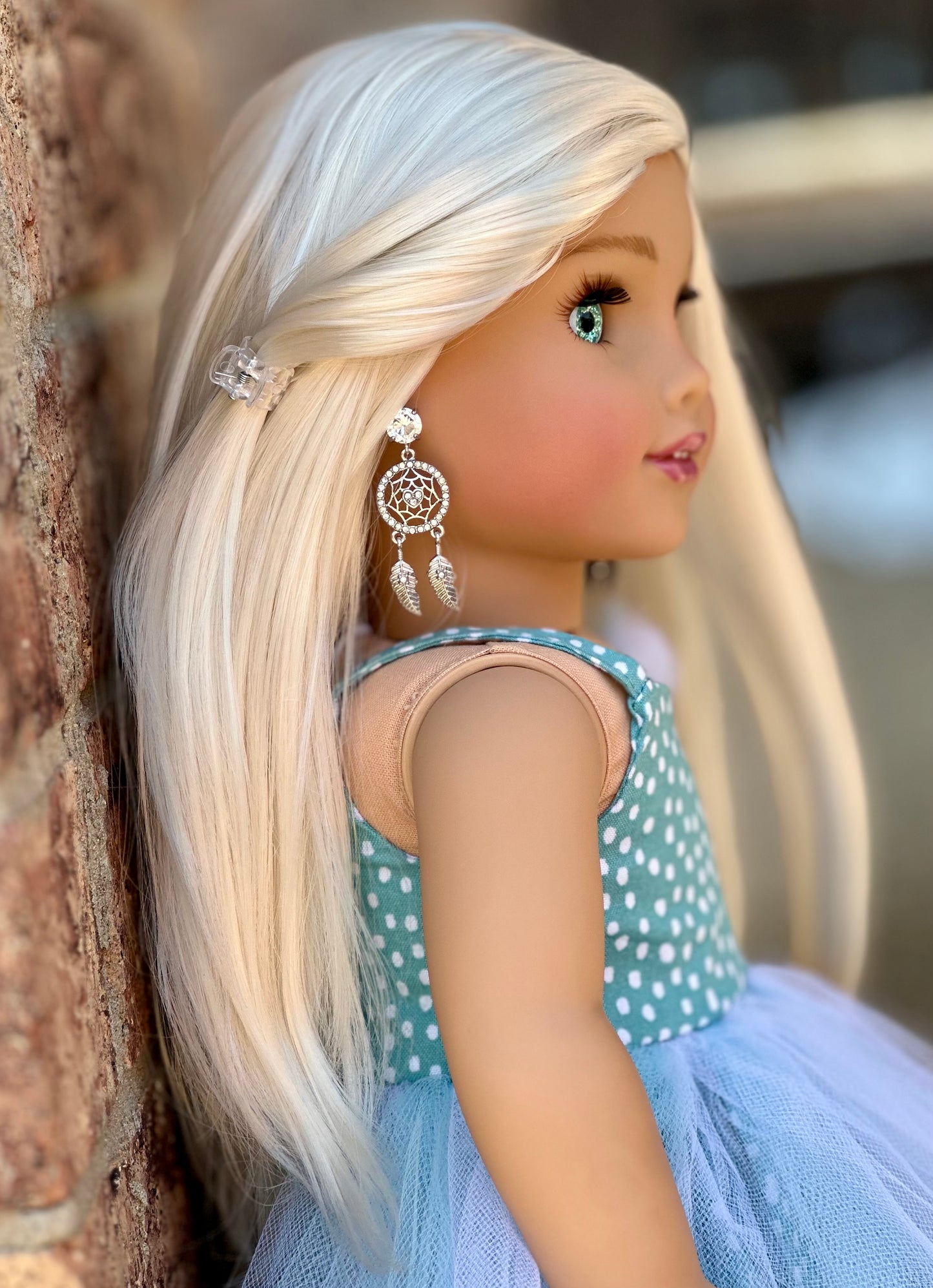 Dream Catcher Dangle Post Earrings for 18” Dolls “Diamond”