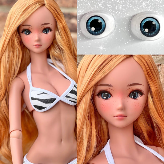 Semi-Real Turquoise Blue Oval Eye for Smart Doll, BJD 18mm Length